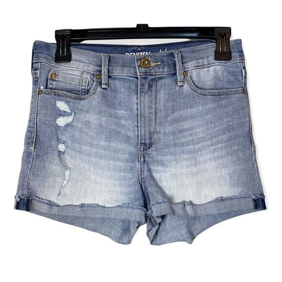 DENIZEN Levi's Woman High-Rise Shortie Light Wash Distressed Shorts 29 W - Picture 1 of 9